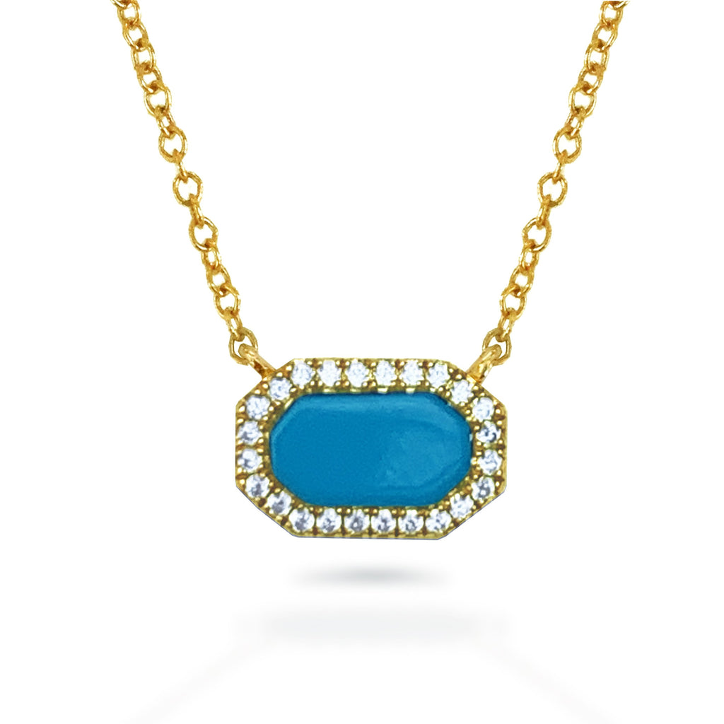 14K Mother of Pearl Horizontal Octagon Bar Necklace N4057MP