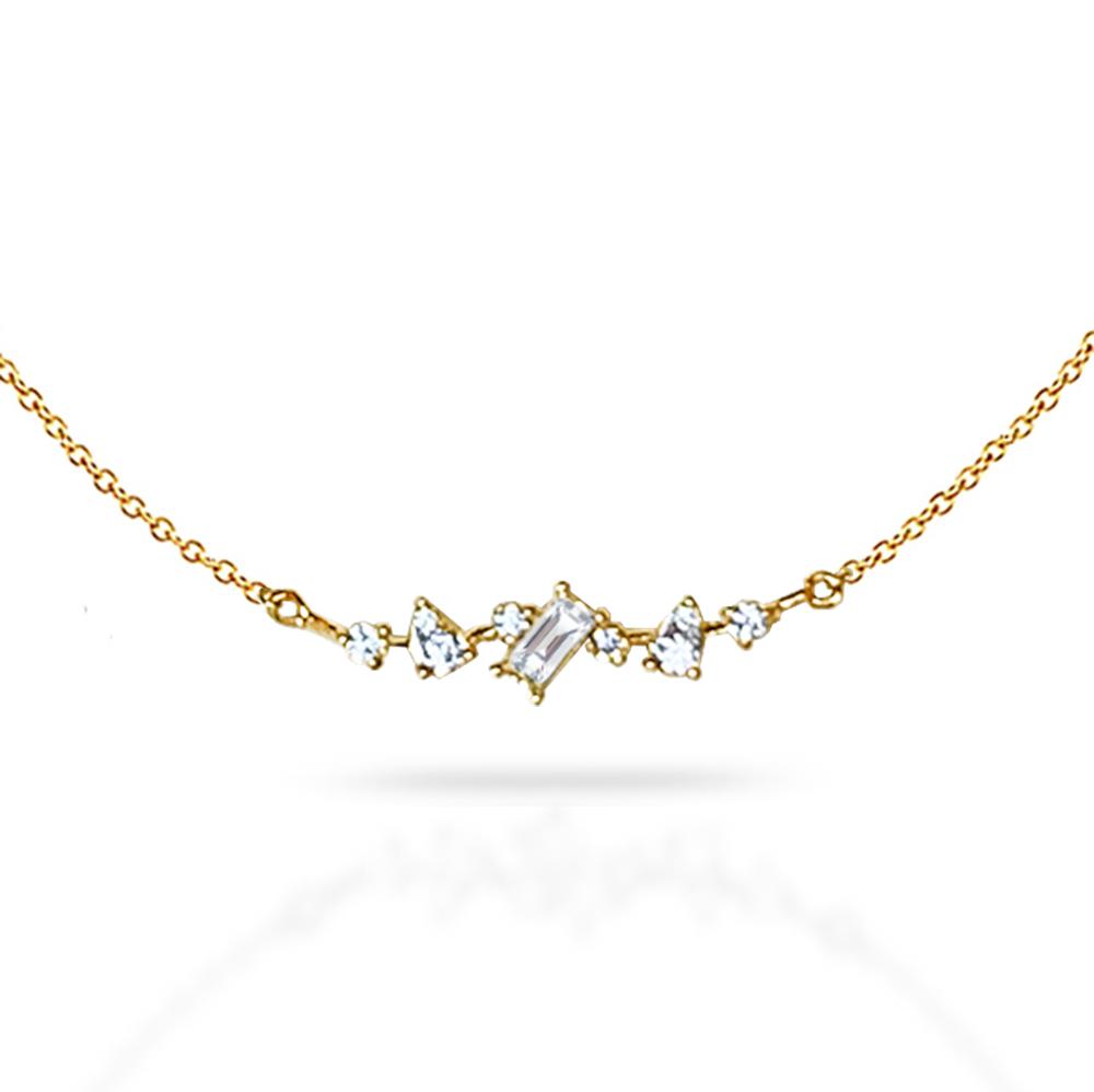 14k gold baguette & round diamond necklace N4060