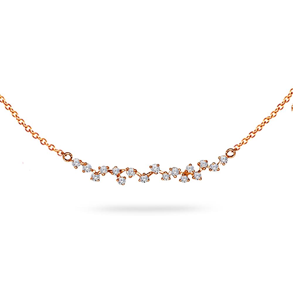 14k Gold Curved diamond bar necklace N4061