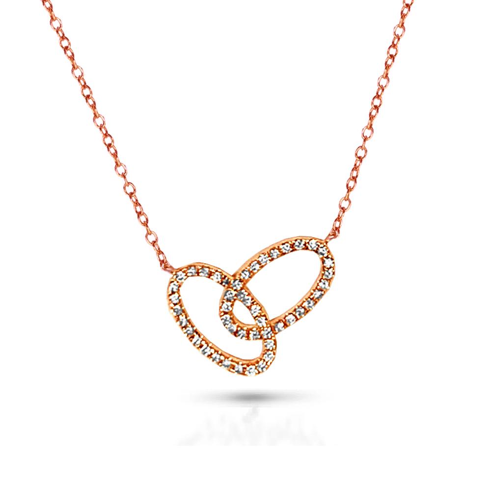 14k Interlocking open oval pave necklace N4112