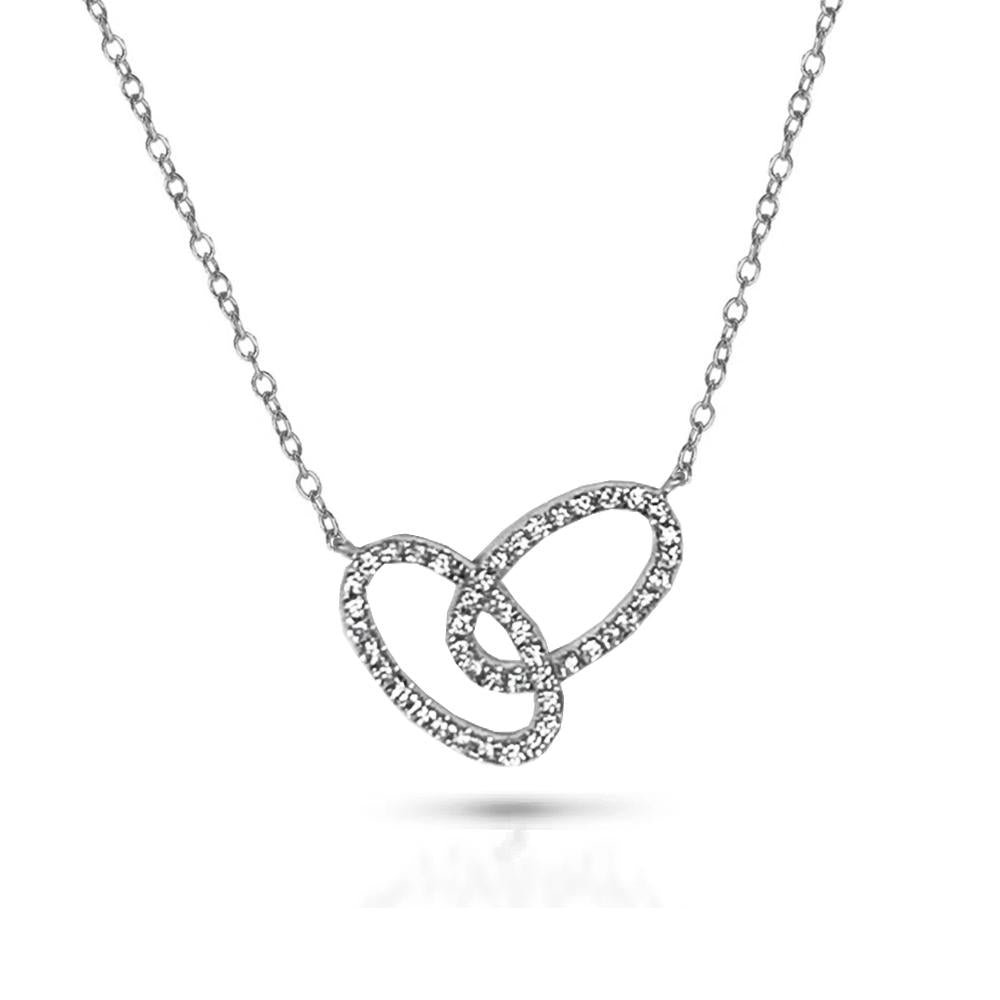 14k Interlocking open oval pave necklace N4112
