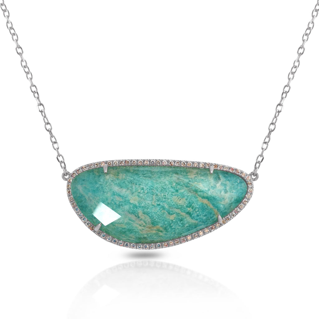 14K Irregular Shaped Amazonite Doublet Necklace OGP11AMZ