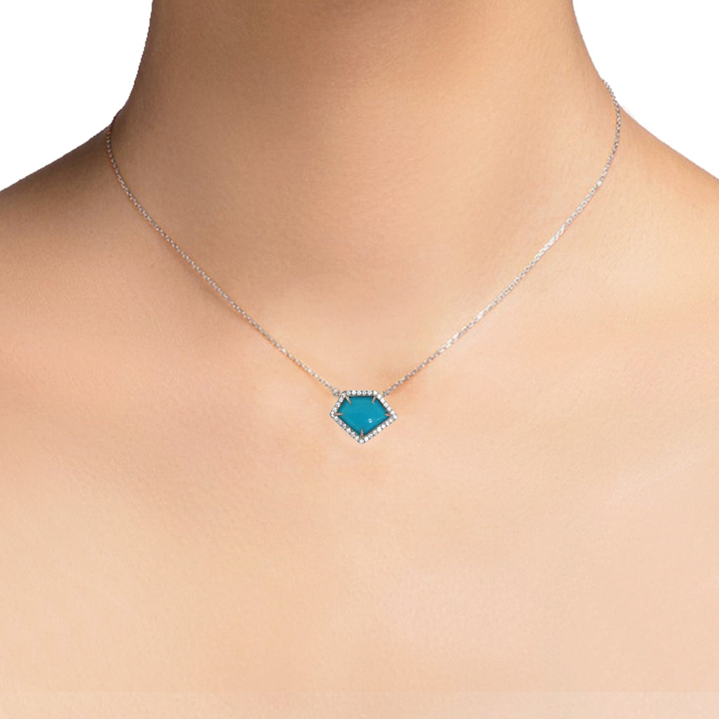 14K Polygon Turquoise Diamond Necklace ON2TRQ