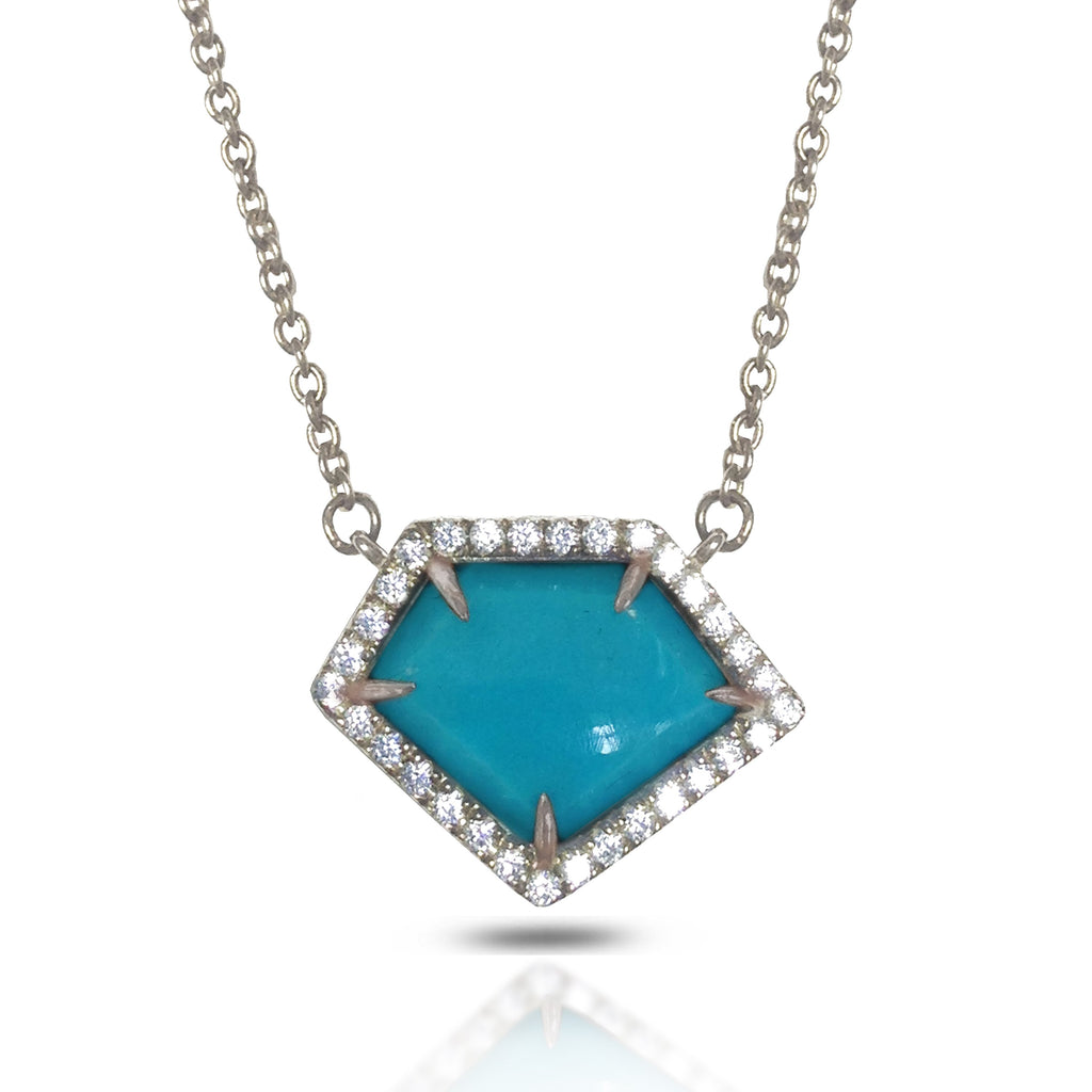 14K Polygon Turquoise Diamond Necklace ON2TRQ