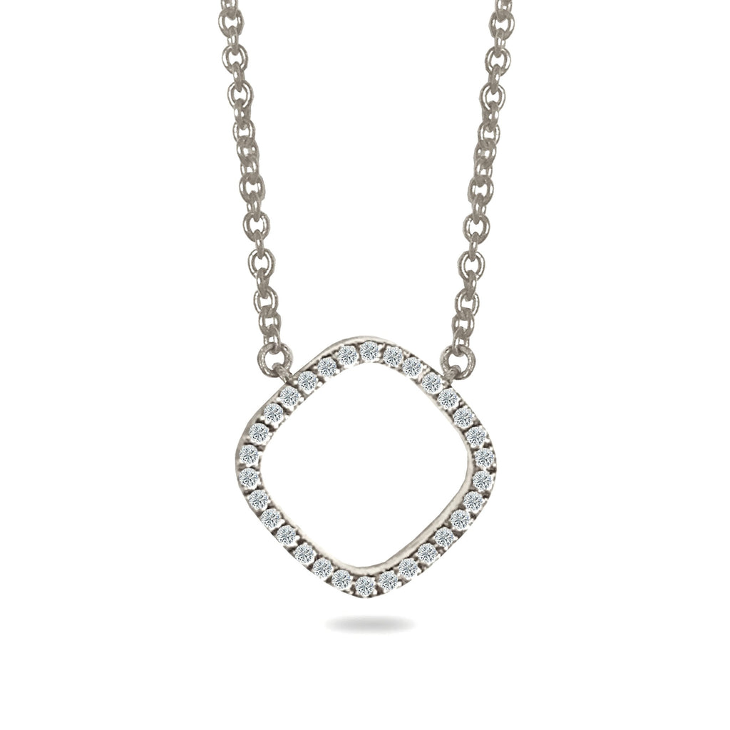 14k Gold cushion diamond pave necklace ON3D