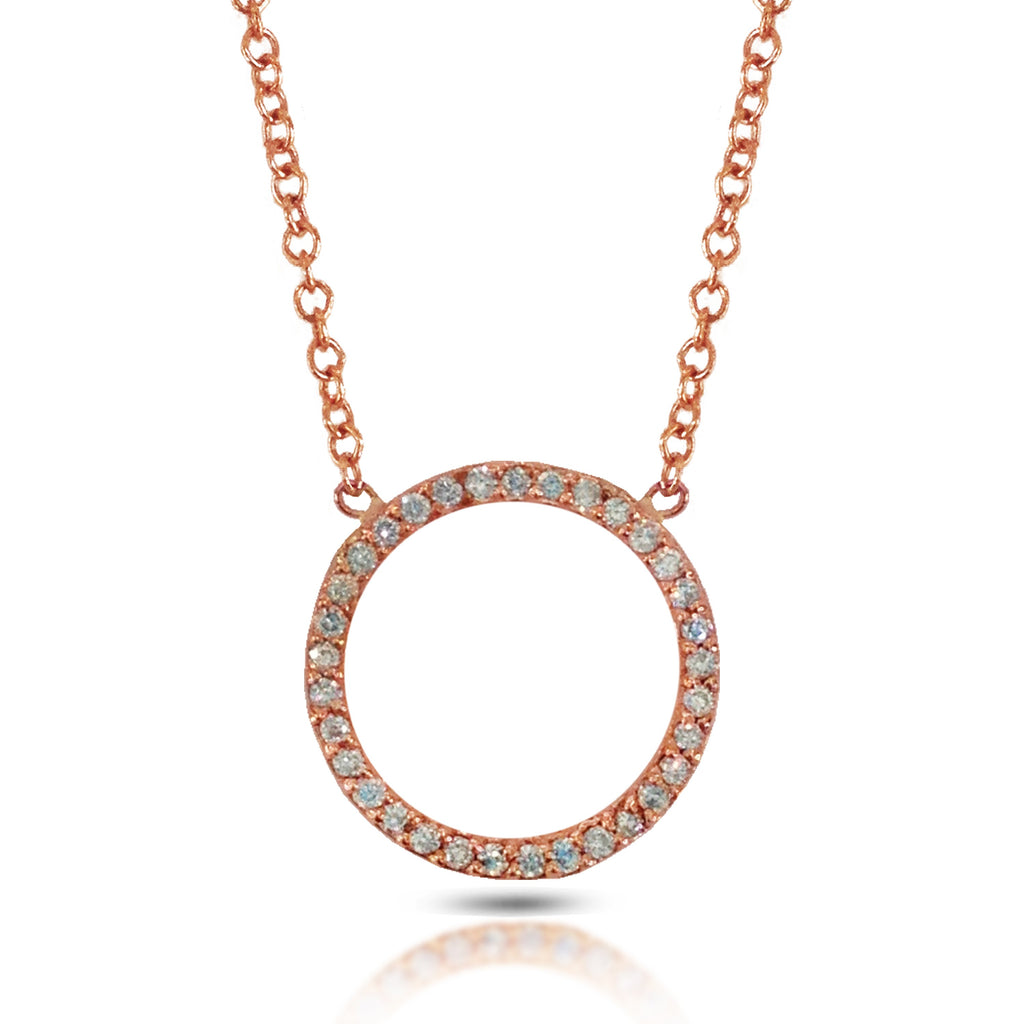 14K Gold Diamond Circle Frame Necklace