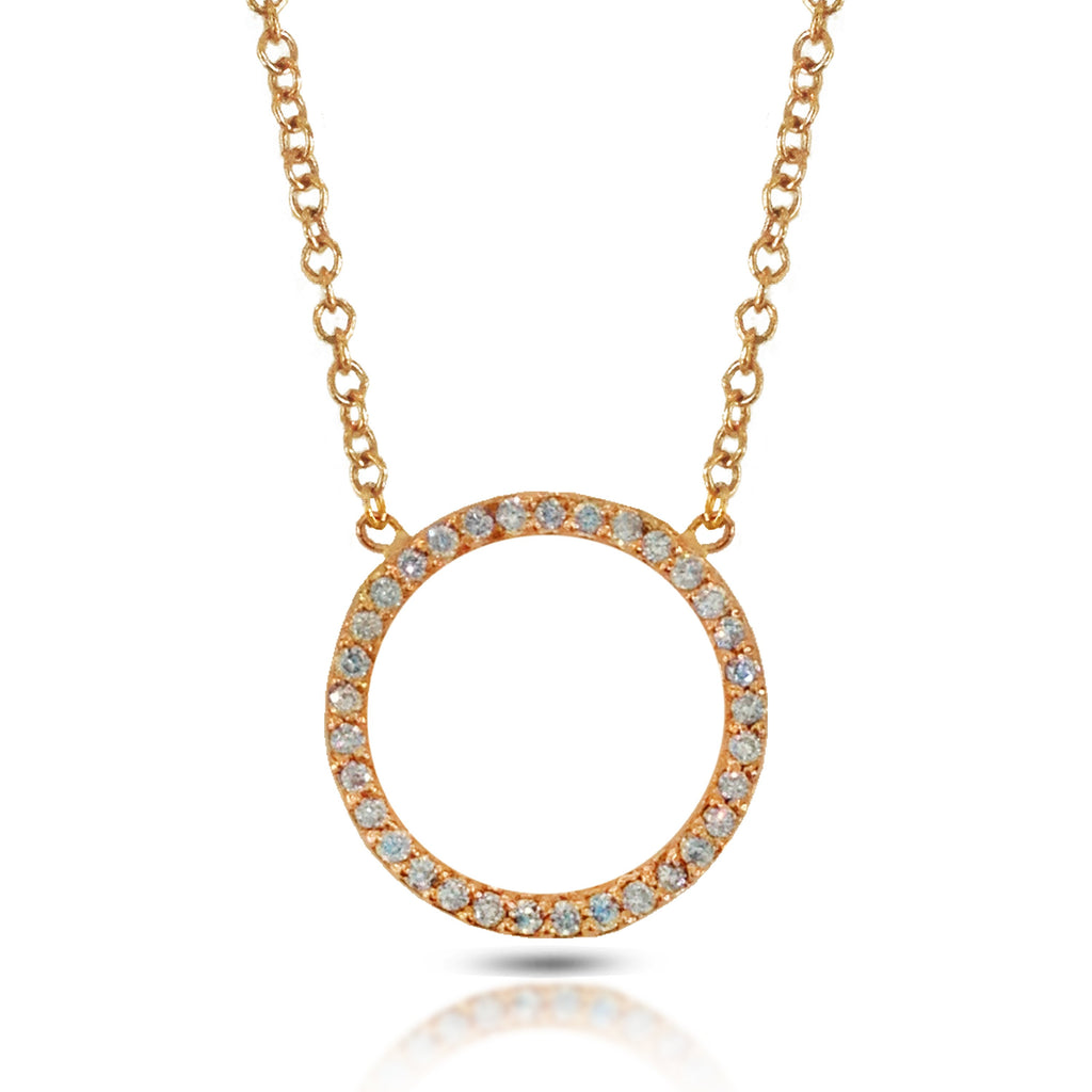 14K Gold Diamond Circle Frame Necklace