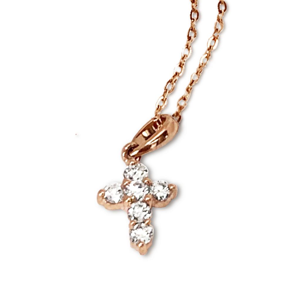14K Petite Diamond Cross Pendant P22390