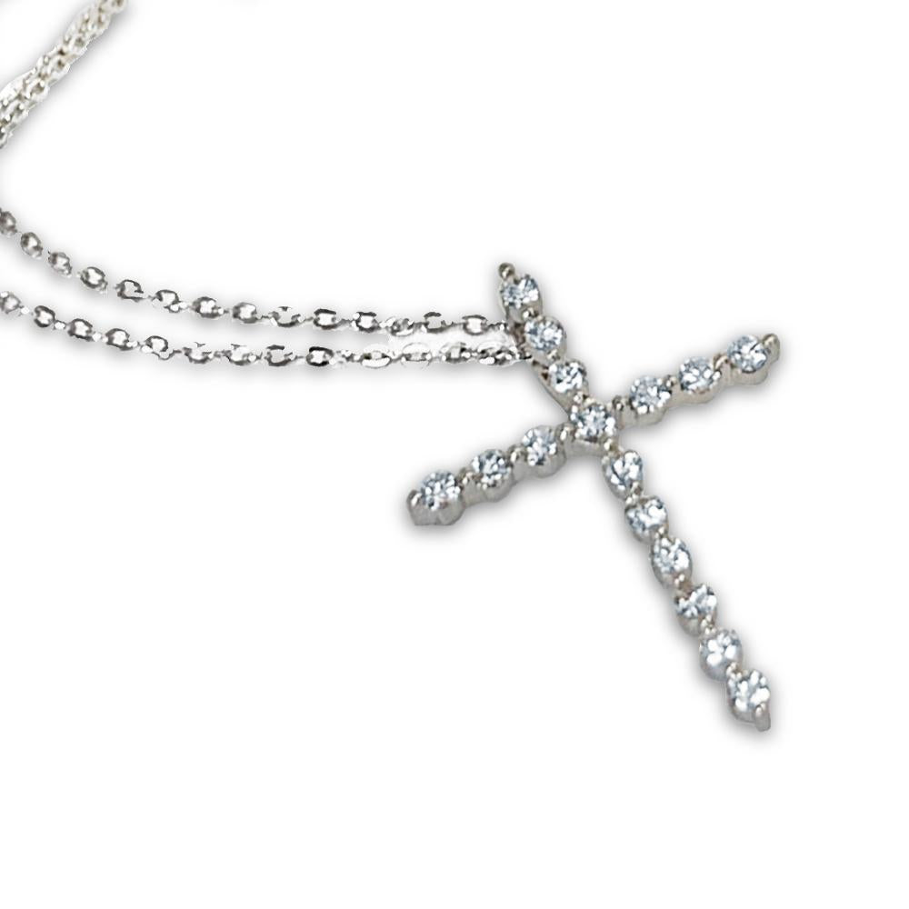 14K Gold Diamond Cross Pendant P23685