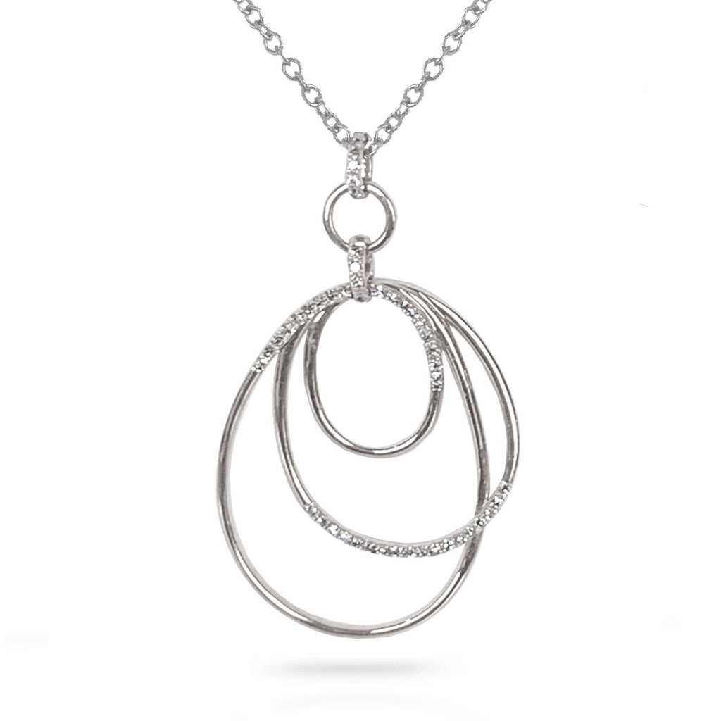 14k Unique interlocking three oval diamond pendant P4019