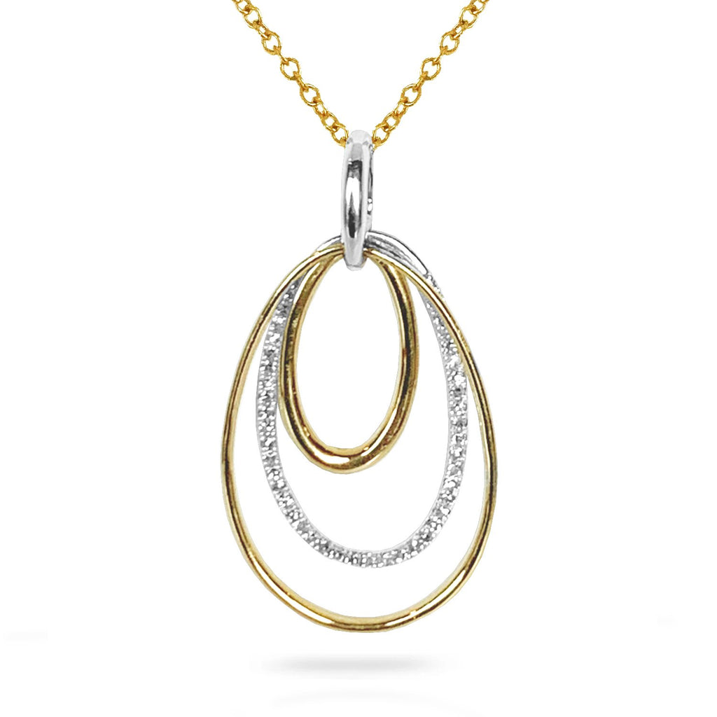 14k Two Tone interlocking oval diamond pendant P4020