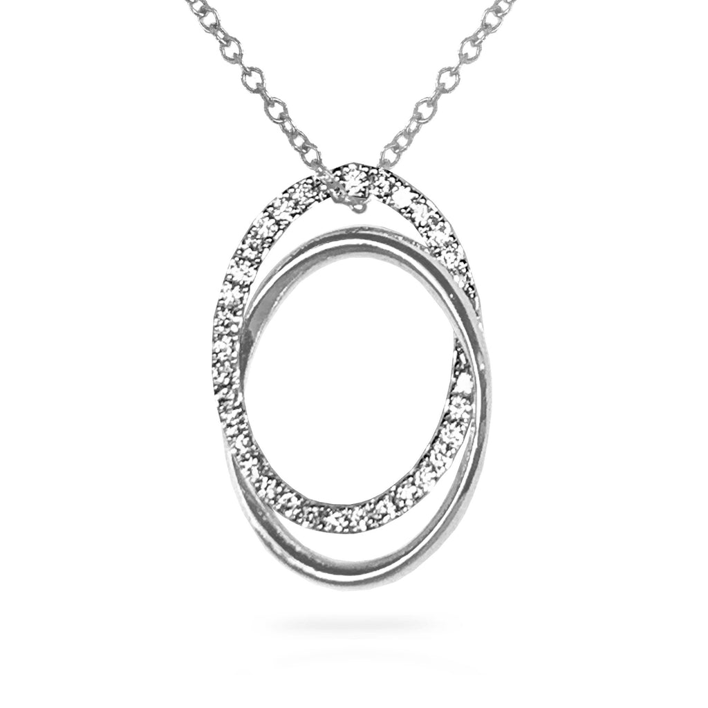 14k Unique interlocking double oval diamond pendant P4021