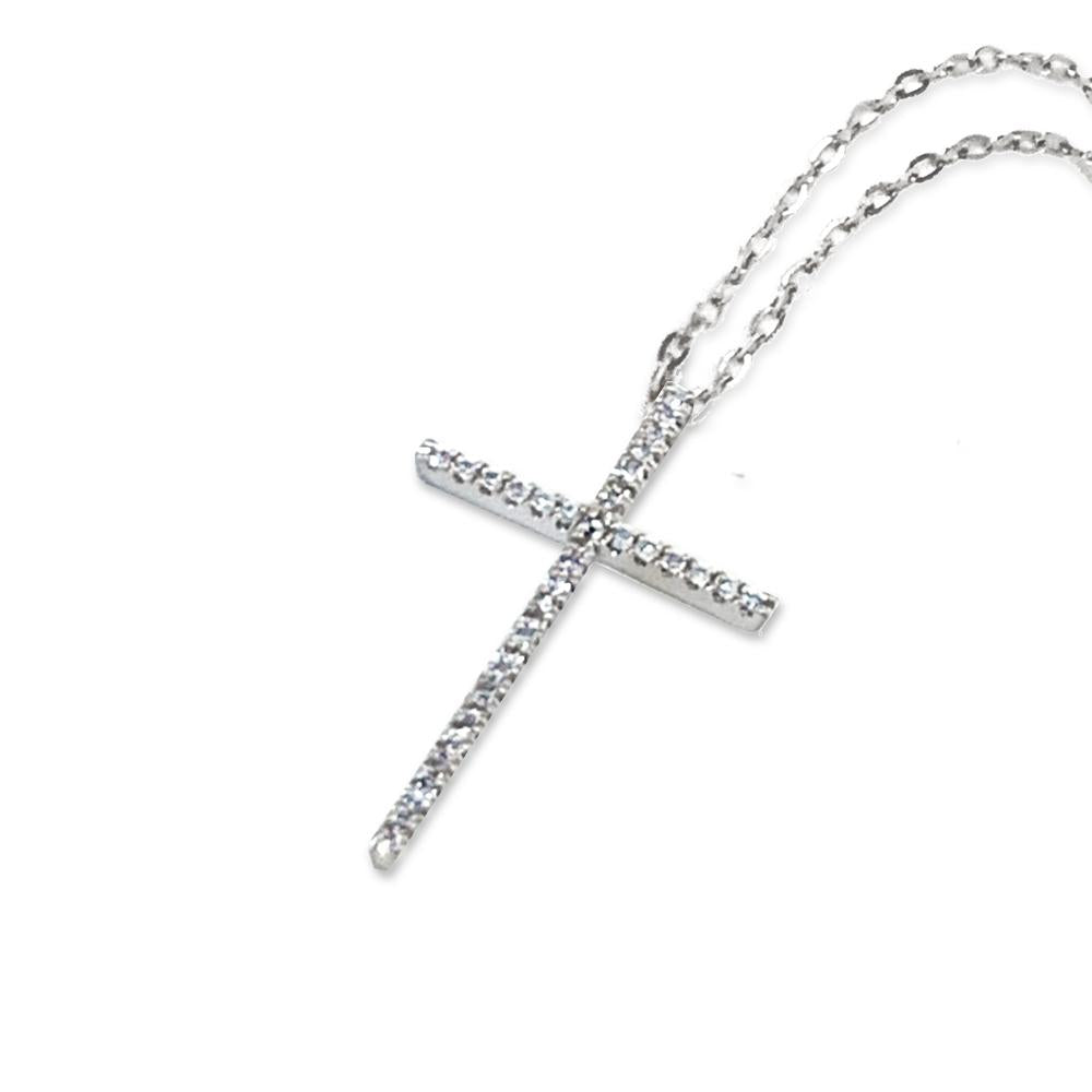 14K Gold Delicate Cross Diamond Necklace P42562