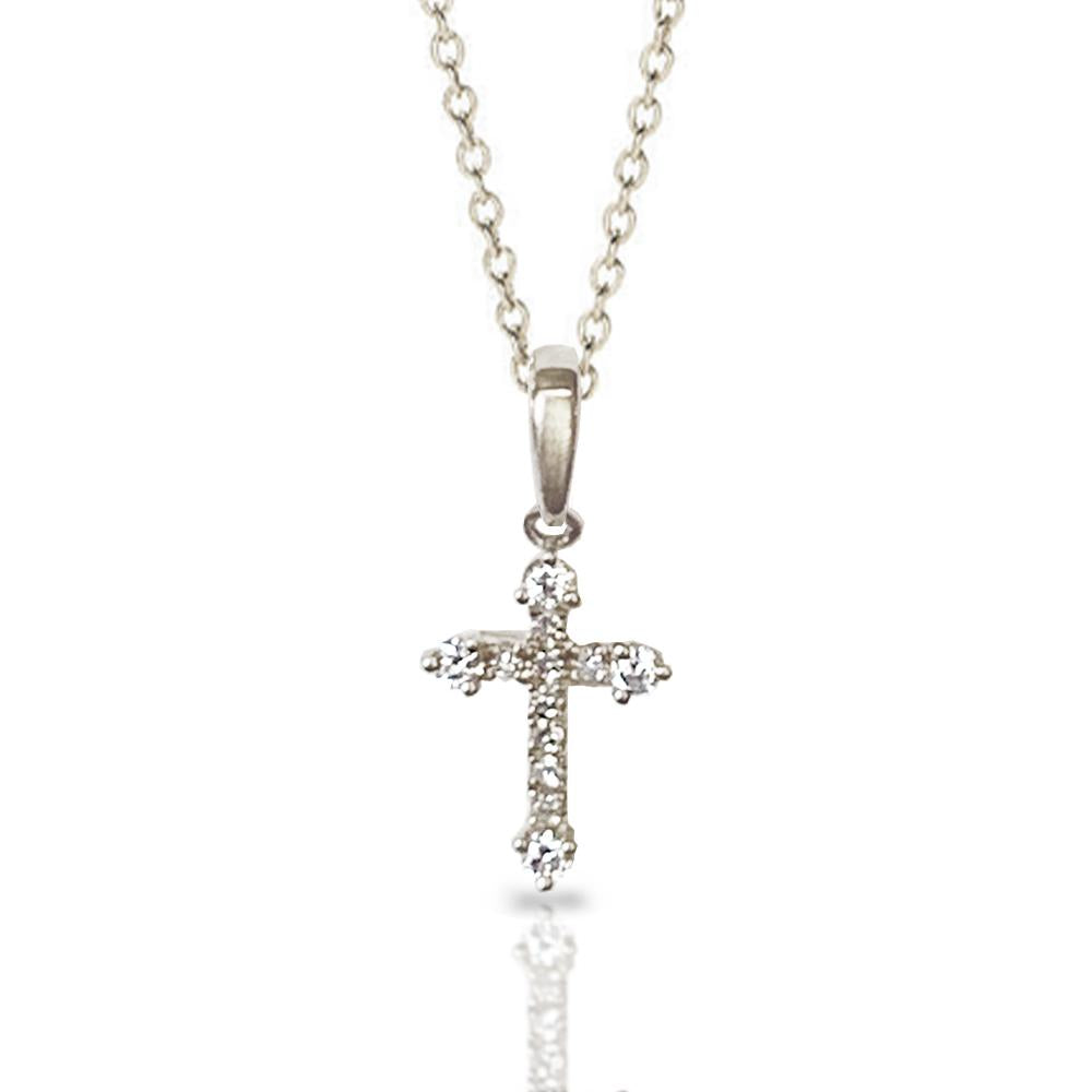 14K Gold Delicate Cross Diamond Necklace P43545