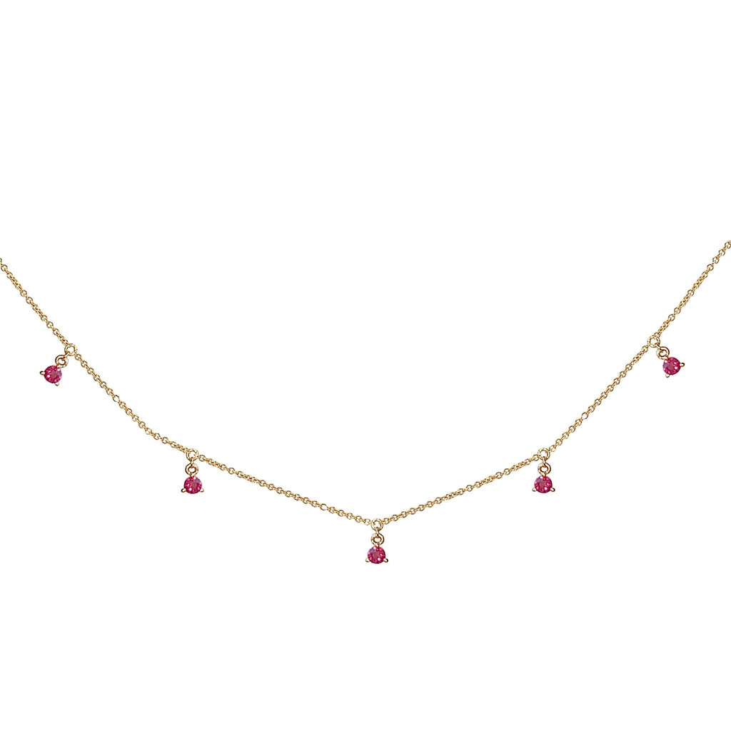 14k Hanging RUBY station necklace MN44917R