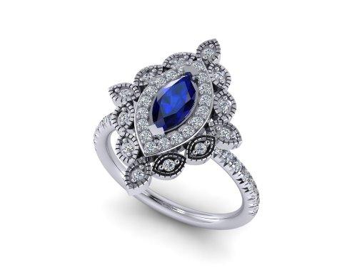 14k gold art deco sapphire fashion ring MR4562