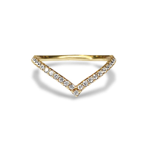 14k gold diamond pave link fashion stack ring SR43401