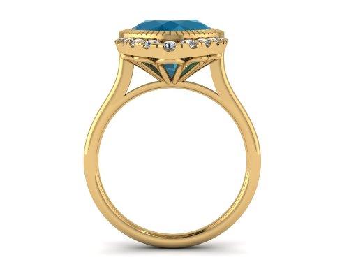 14k gold Cushion london blue topaz fashion ring MR4547