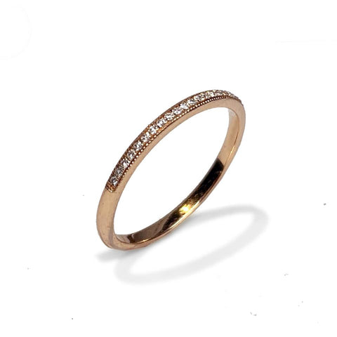 14k gold diamond pave link fashion stack ring SR43401