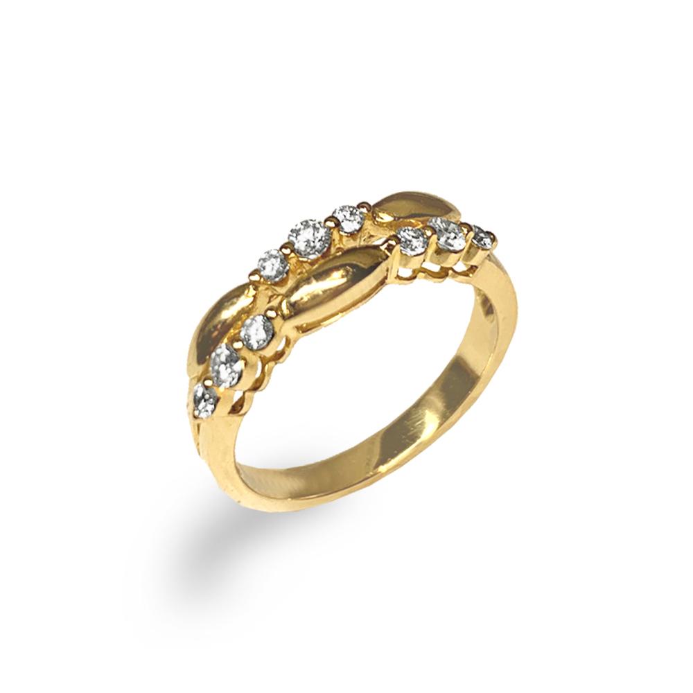 14K Gold Diamond Gold Link Fashion Stack Ring SR31808