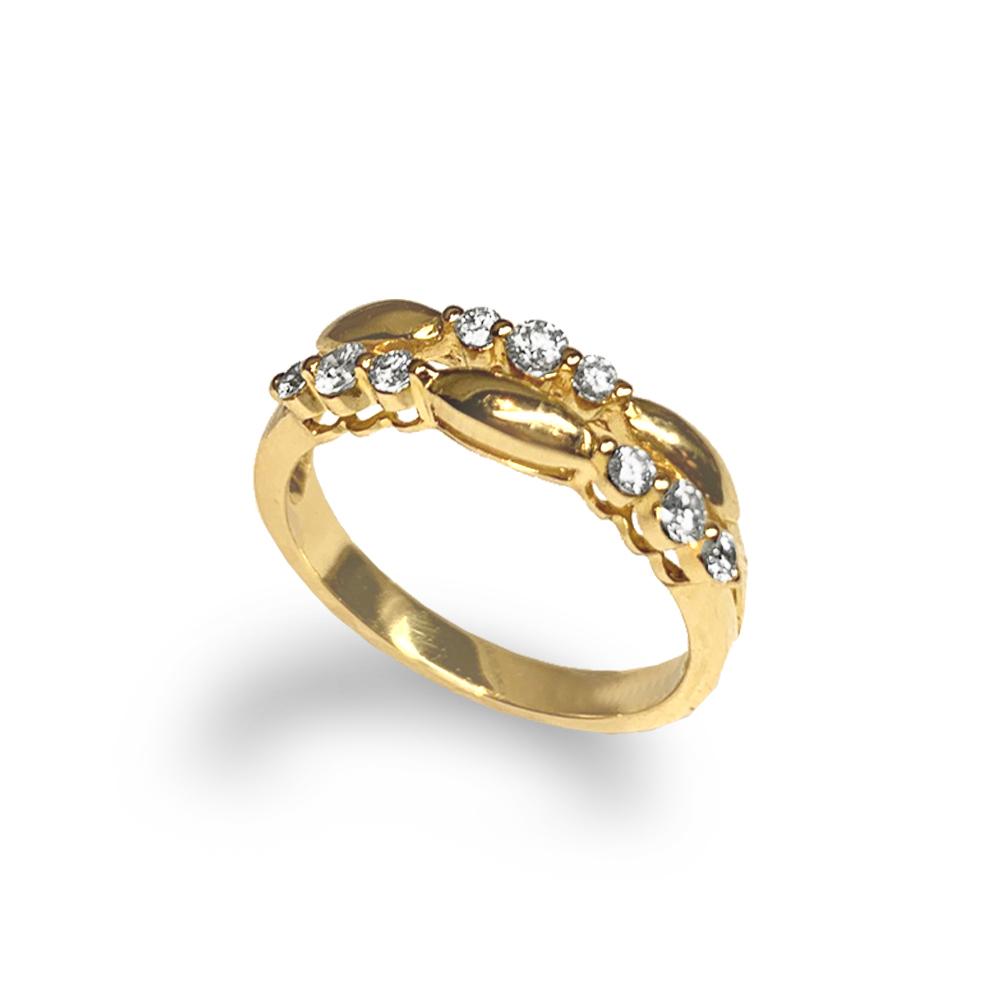 14K Gold Diamond Gold Link Fashion Stack Ring SR31808