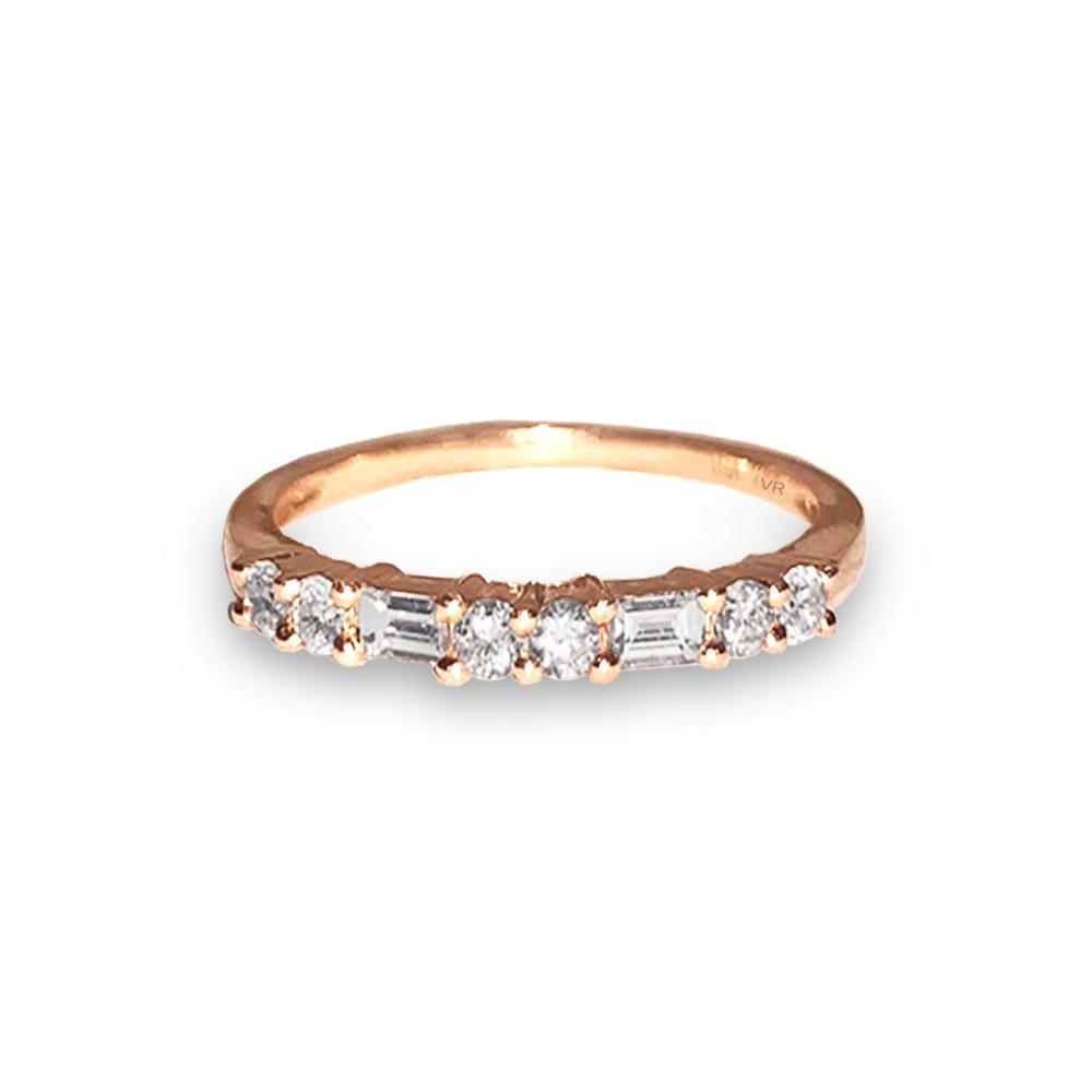 14k gold diamond baguette and round wedding band SR33456