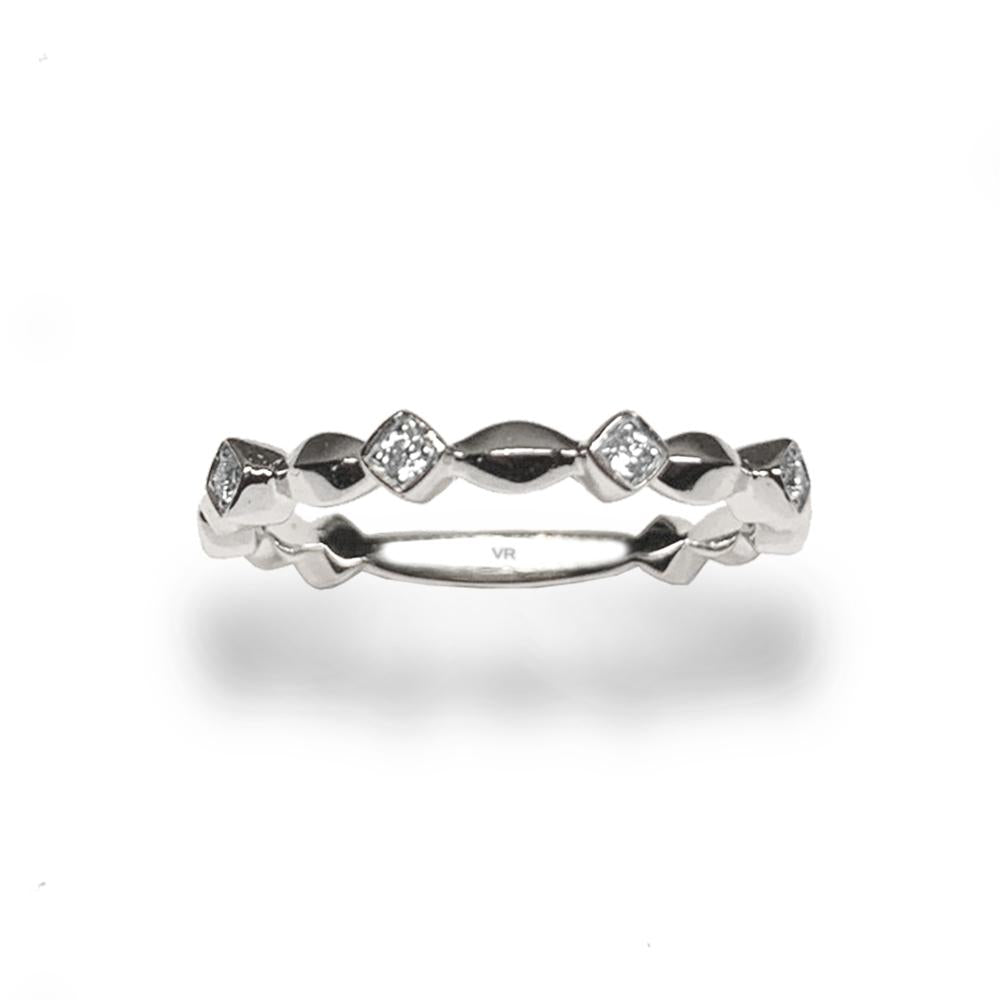 14k gold bezel diamond fashion stack ring SR40781