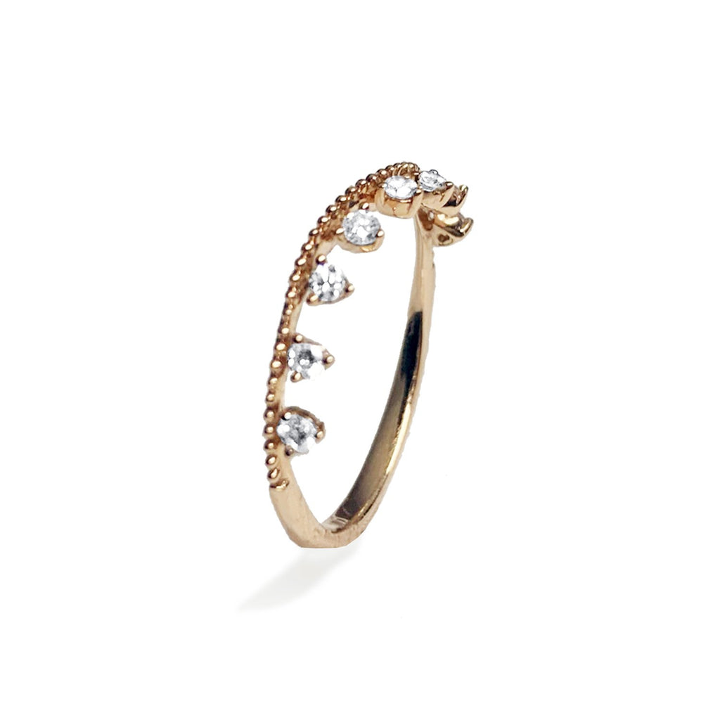 14k beaded gold wavy diamond fashion band SR43729