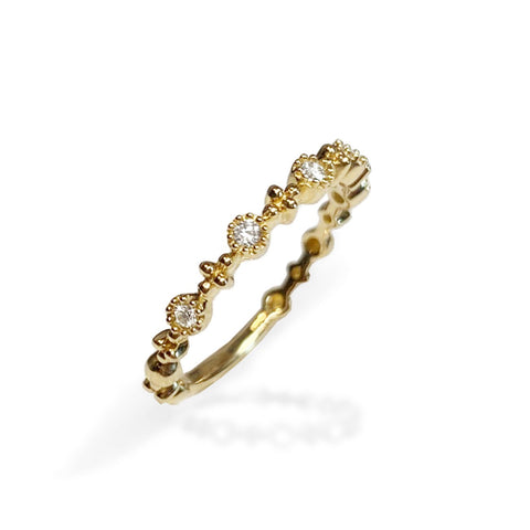 14k gold diamond pave link fashion stack ring SR43401