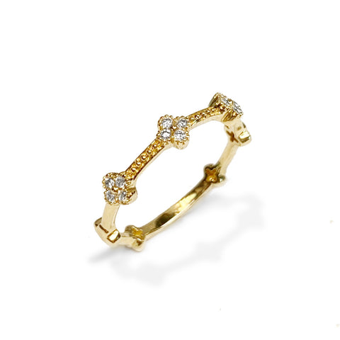 14k gold diamond pave link fashion stack ring SR43401