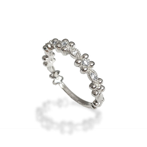 14k gold diamond pave link fashion stack ring SR43401