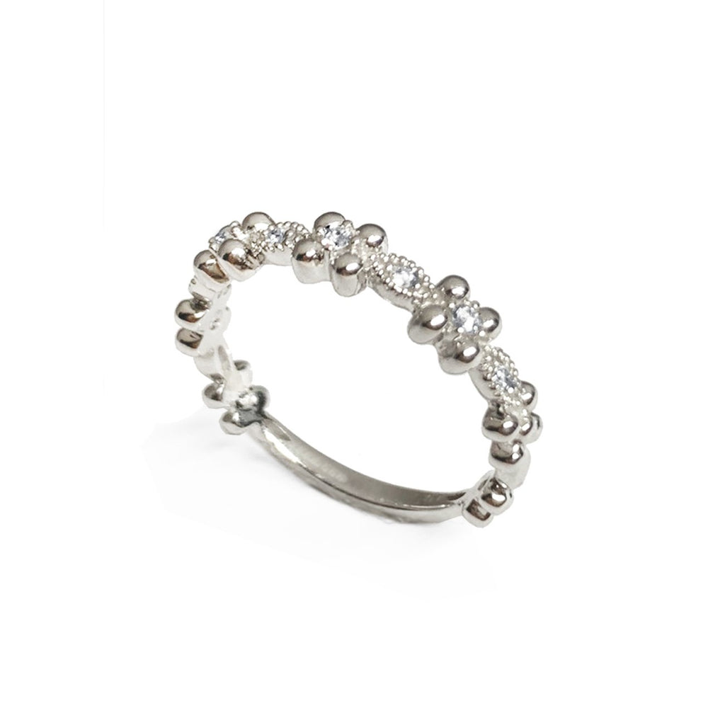 14K GOLD CLOVER AND MARQUISE DAIMOND STACK RING SR45047