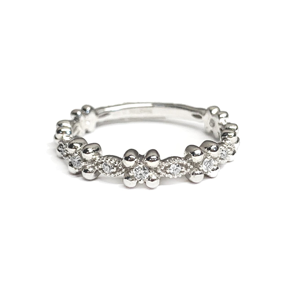 14K GOLD CLOVER AND MARQUISE DAIMOND STACK RING SR45047
