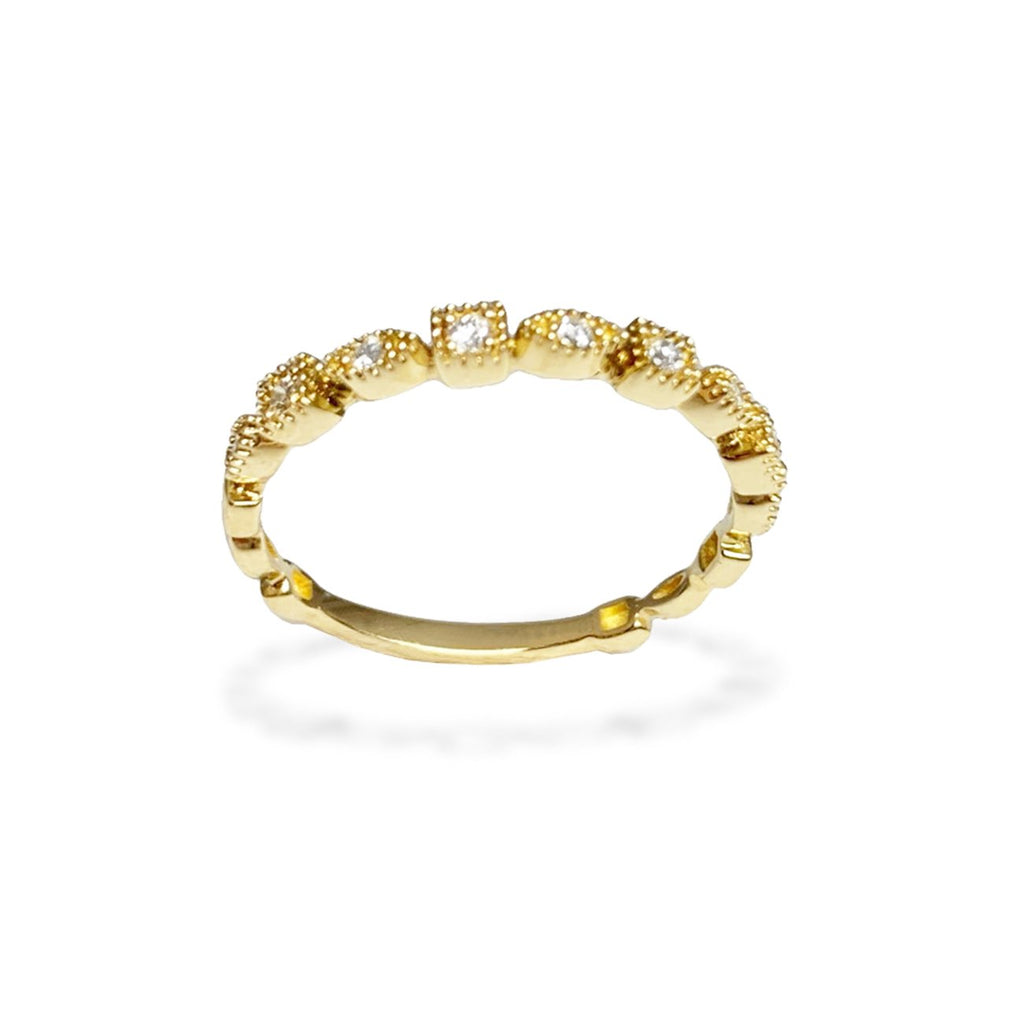 14K Square & Marquise Wedding Stack Ring SR45049