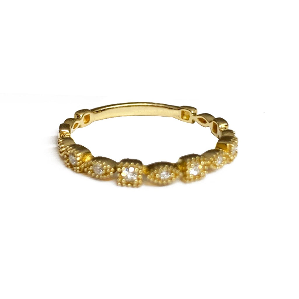 14K Square & Marquise Wedding Stack Ring SR45049