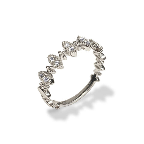 14k gold diamond pave link fashion stack ring SR43401