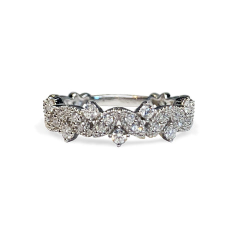 14k gold diamond pave link fashion stack ring SR43401