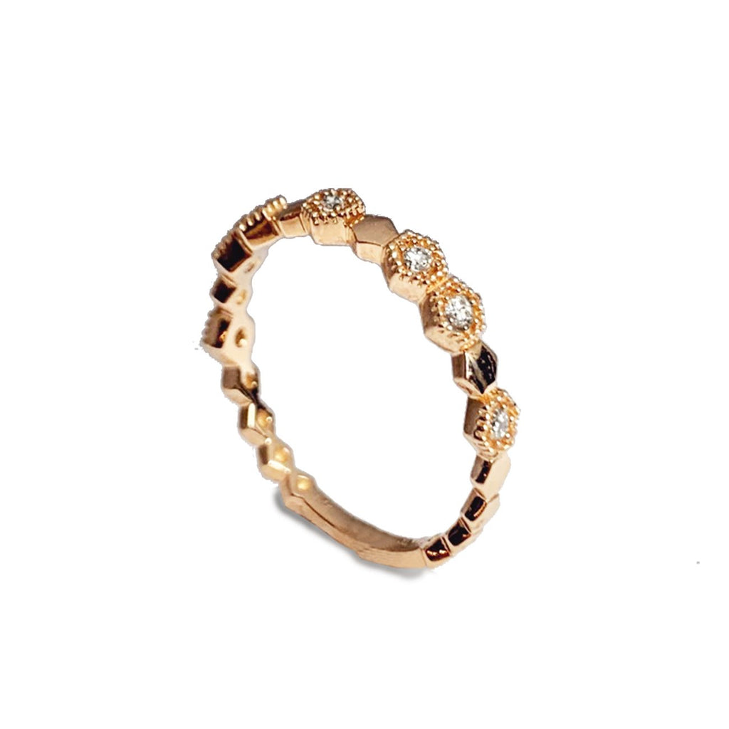 14K Hexagon Diamond Wedding Band Ring SR45053