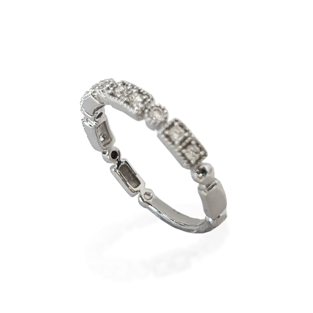 14K Square & Circle Diamond Band Stack Ring SR45058