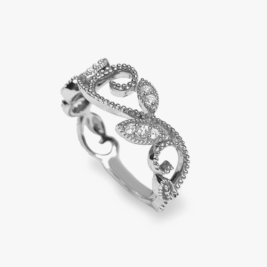 14k gold unique diamond milgrain fashion stack ring SR45061