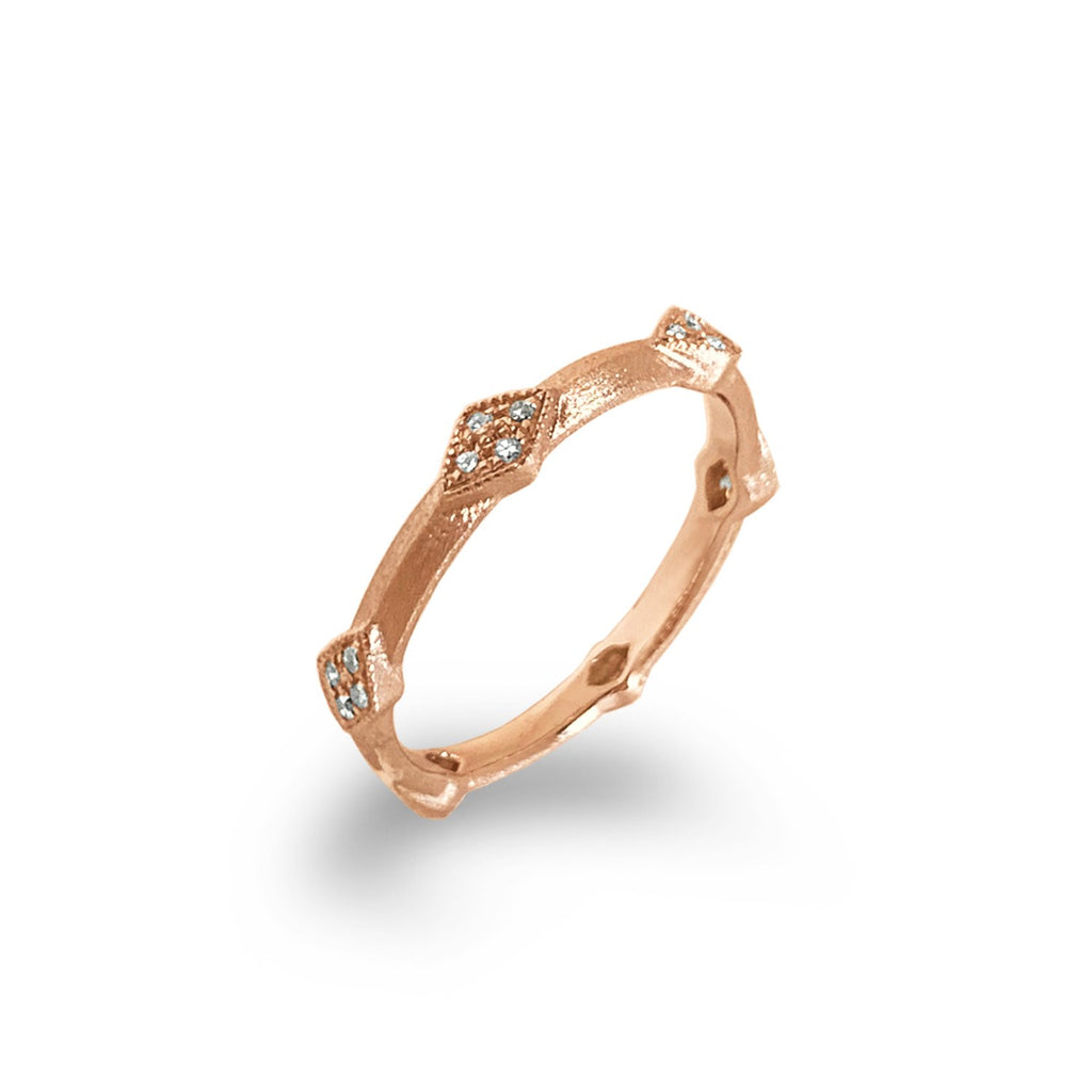 14K Brushed Gold Fashion Diamond Wedding Band Stack Ring SR45185