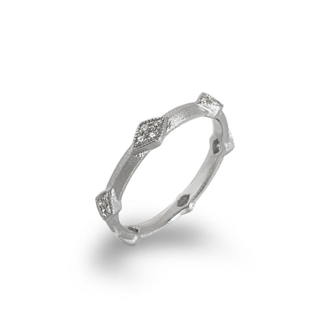 14k gold diamond pave link fashion stack ring SR43401