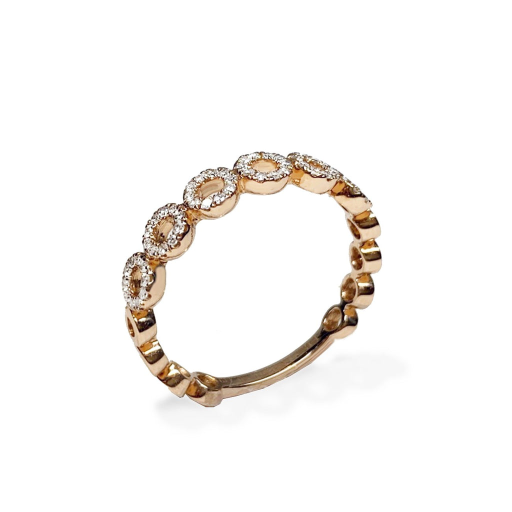 14k gold circle pave diamond fashion stack ring SR45821
