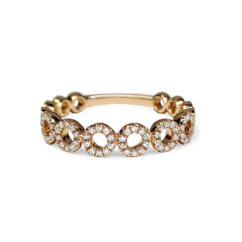 14k gold diamond pave link fashion stack ring SR43401