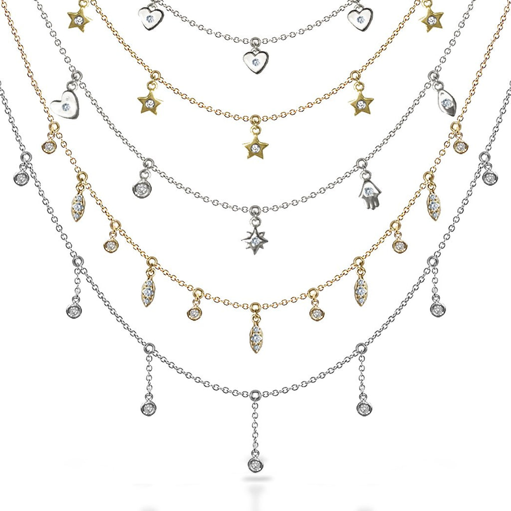 14k Gold diamond heart choker necklace MN44916