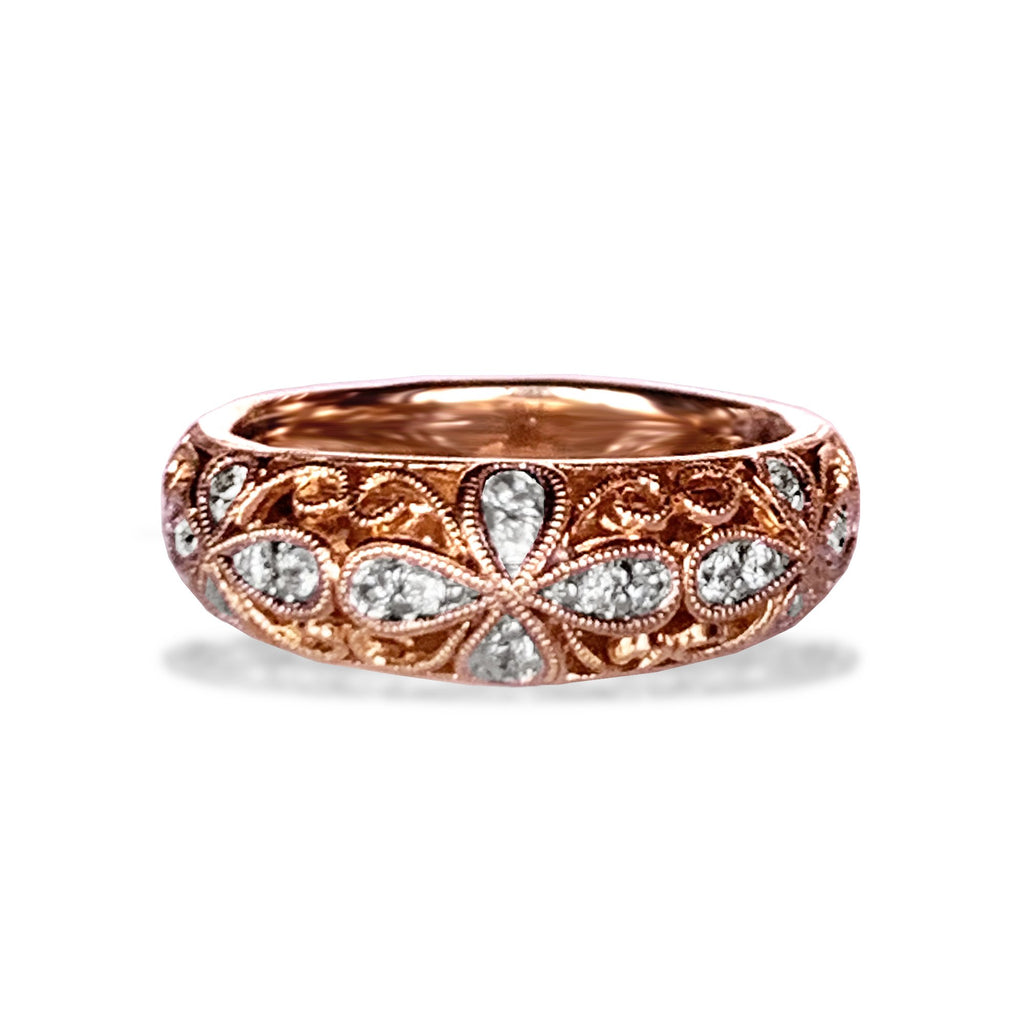 14k gold vintage milgrain diamond band WB469