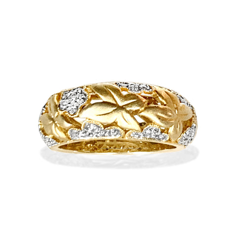14k gold 2 tone white topaz engagement ring MR4561