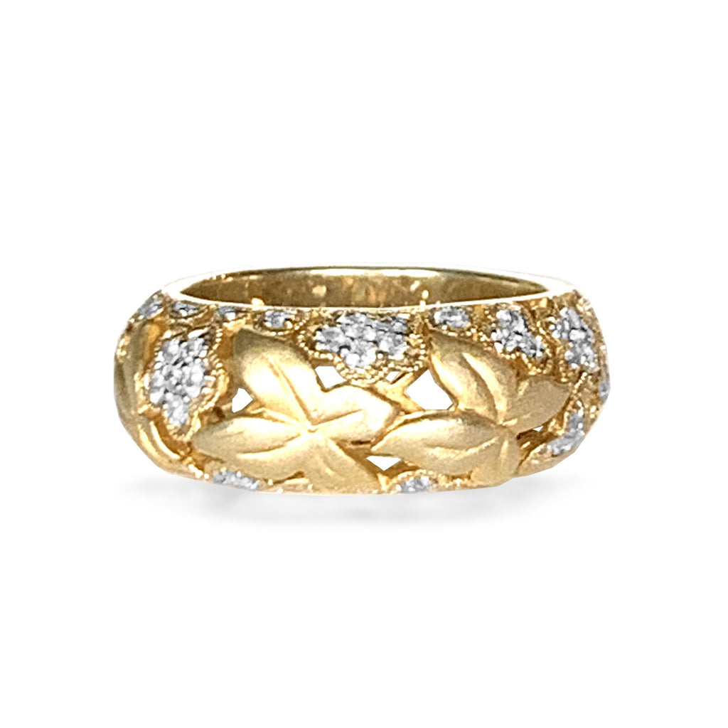 14k gold vintage milgrain diamond band WB470