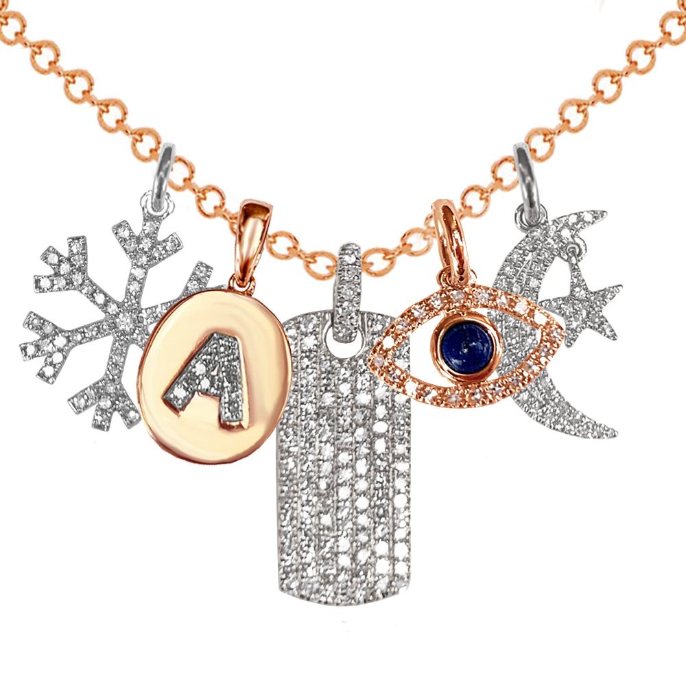 14k Gold Diamond Blue Sapphire Evil Eye Charm Pendant MP00013