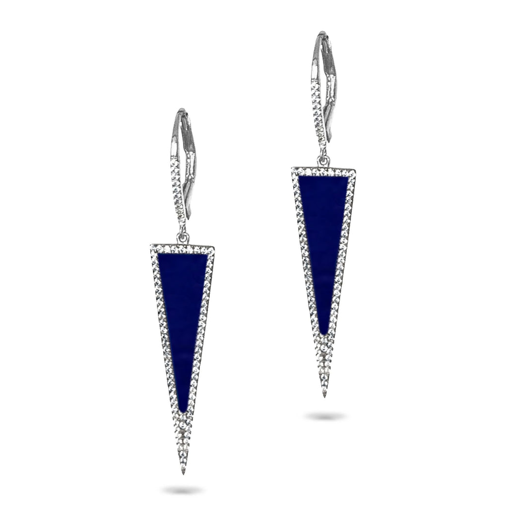 14k gold art deco lapis and diamond dangle earrings ME26197LP